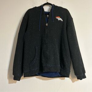 Denver Broncos Football NFL Pro Line Zip Up Fleece Hoodie Size Large